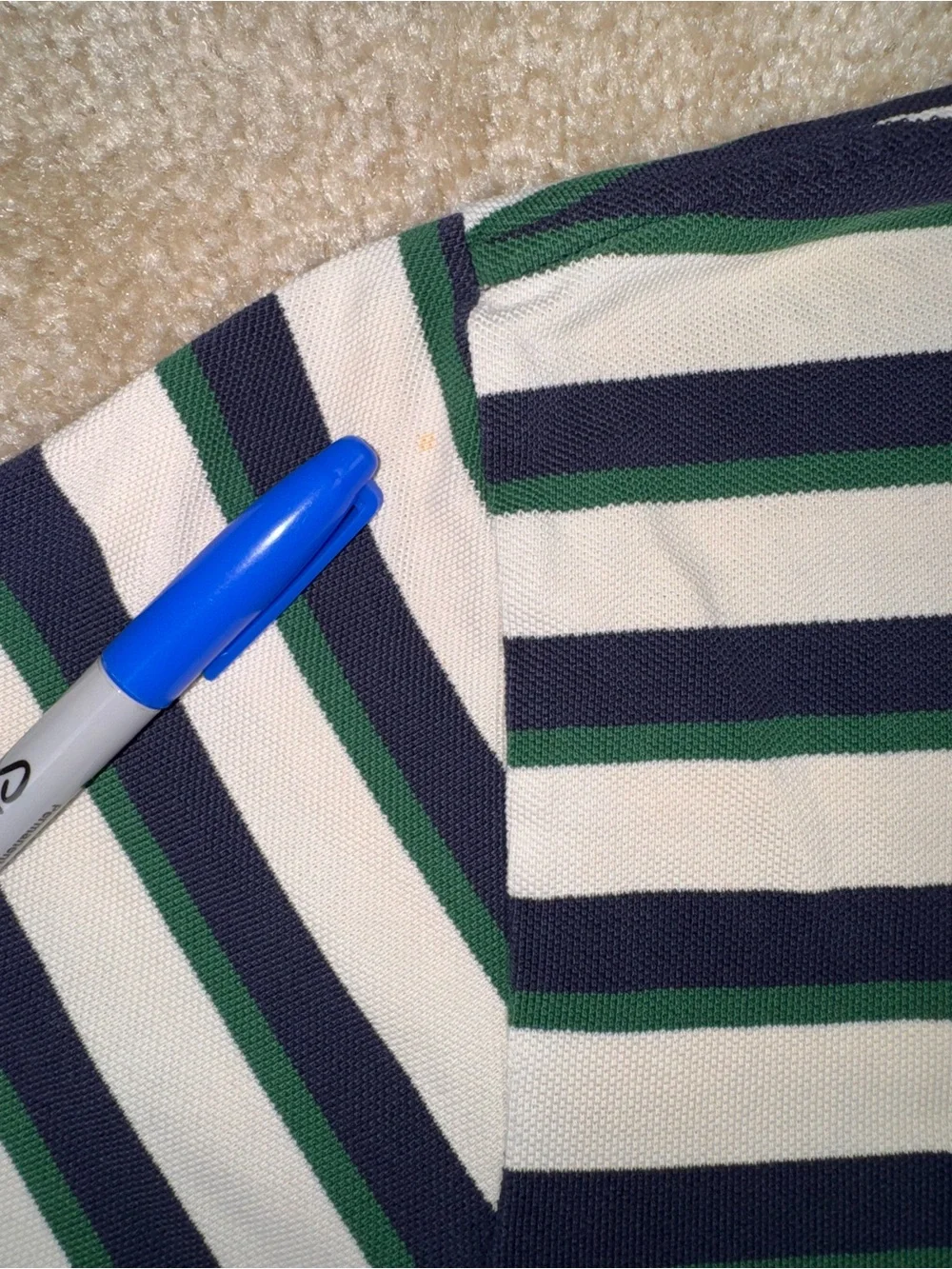 Polo by Ralph Lauren Navy, White & Green Striped Cotton Polo